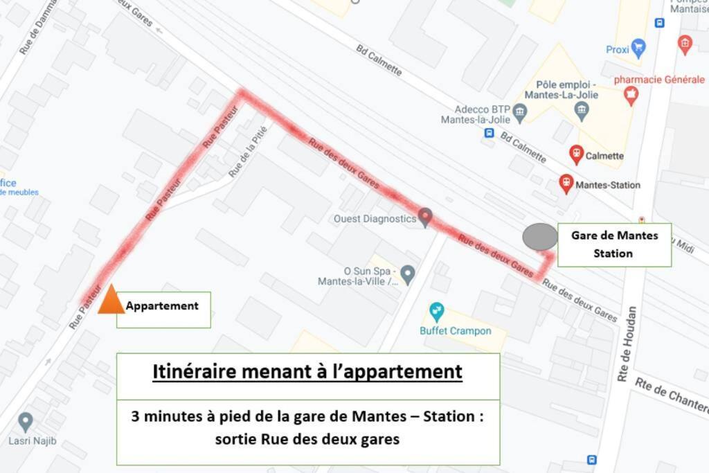 Appartement F2 De Haut Standing En Hypercentre Avec Jardin Prive A 270 M De La Gare De Mantes ! Luaran gambar